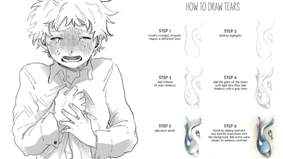 Viewing Deck Blog копия 10 Illustration guide: How to draw tears on a crying character, featuring step-by-step tear shading techniques. | Sky Rye Design Illustration guide: How to draw tears on a crying character, featuring step-by-step tear shading techniques.