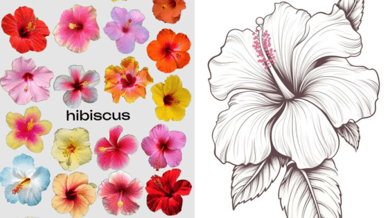 Viewing Deck Blog копия Colorful hibiscus flowers and a black and white hibiscus drawing, showcasing variety and detail. | Sky Rye Design Colorful hibiscus flowers and a black and white hibiscus drawing, showcasing variety and detail.
