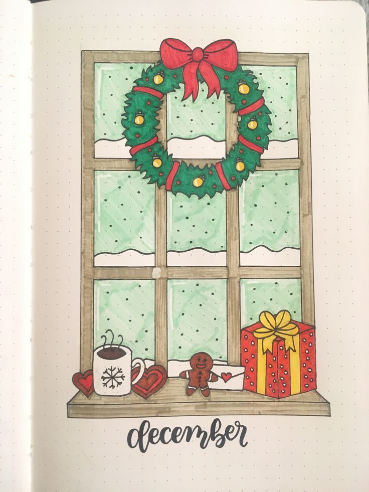 a0125350-0f4d-4b9e-9c57-f390c8c7966d Festive window scene with a holiday wreath, gift, gingerbread man, and hot cocoa, perfect for December coziness. | Sky Rye Design Festive window scene with a holiday wreath, gift, gingerbread man, and hot cocoa, perfect for December coziness.