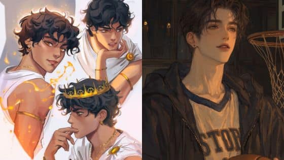 character design male Illustration of three characters in ancient Greek attire and another character in modern sportswear near a basketball hoop. | Sky Rye Design Illustration of three characters in ancient Greek attire and another character in modern sportswear near a basketball hoop.