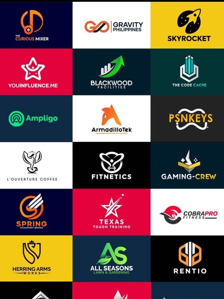 e5599a628e8bd74d4ce6f93f5b8a18de Collage of 20 creative business logos featuring various industries and designs, showcasing branding diversity. | Sky Rye Design Collage of 20 creative business logos featuring various industries and designs, showcasing branding diversity.