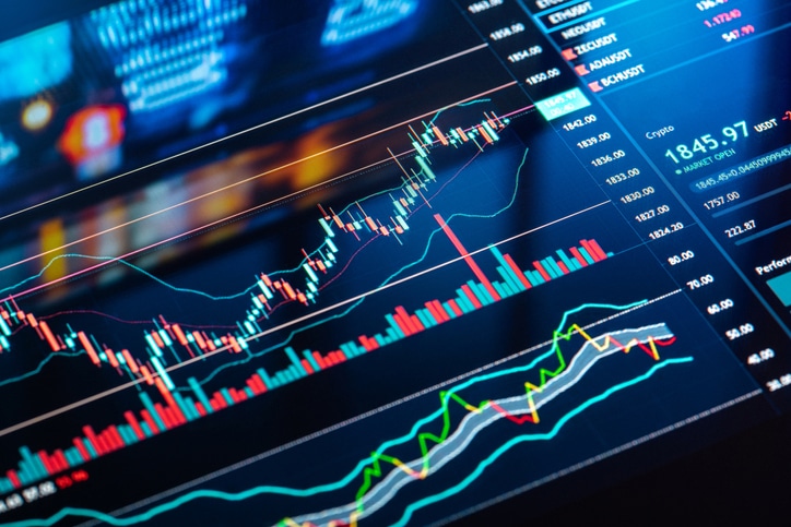 Trading Charts on a Display Stock market graphs and charts on a digital screen, showcasing fluctuating financial data and trading trends. | Sky Rye Design Stock market graphs and charts on a digital screen, showcasing fluctuating financial data and trading trends.