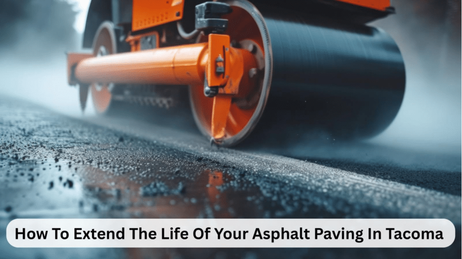 image Orange steamroller compacts asphalt, enhancing pavement durability in Tacoma. | Sky Rye Design Orange steamroller compacts asphalt, enhancing pavement durability in Tacoma.