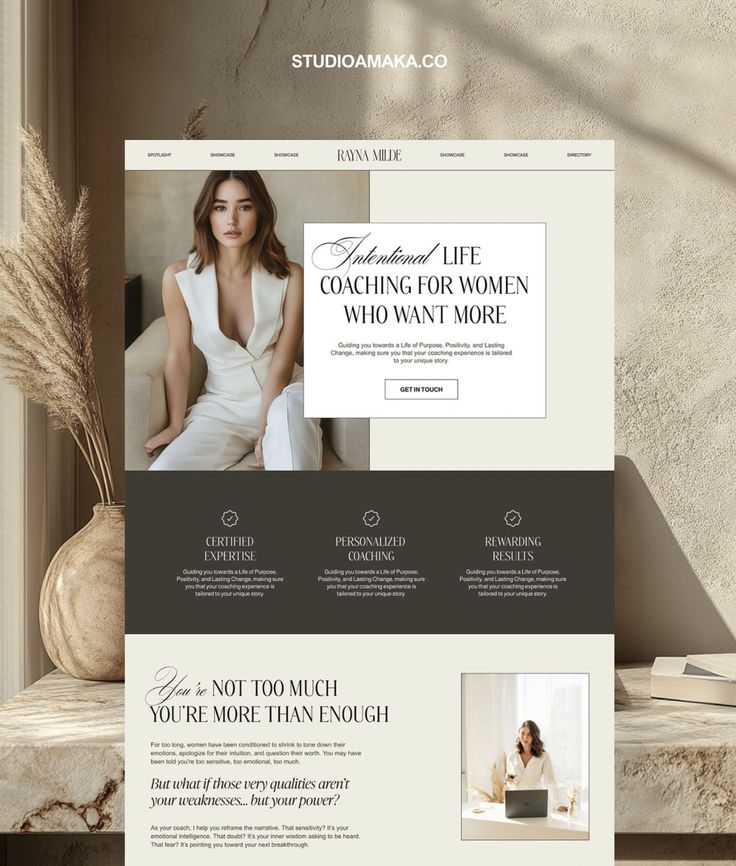 Website promoting life coaching services for women with personalized strategies and rewarding results.