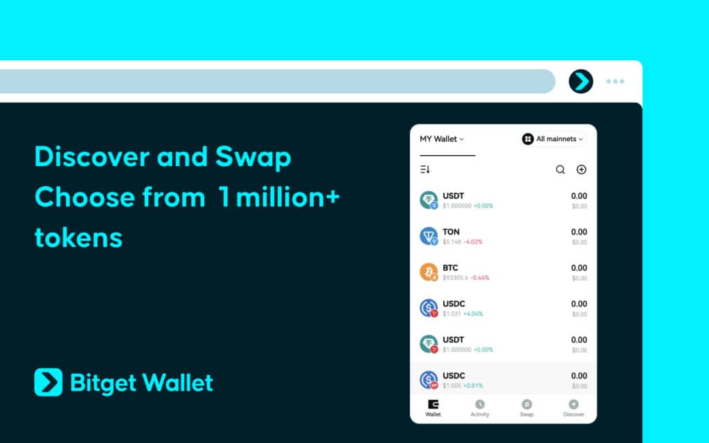 Discover, swap, and manage over 1 million crypto tokens with Bitget Wallet. User-friendly interface.