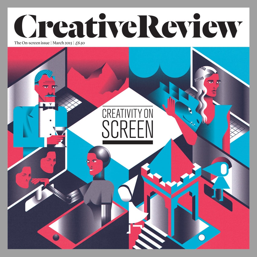 Creative Review magazine cover March 2015, featuring geometric designs and Creativity on Screen theme.