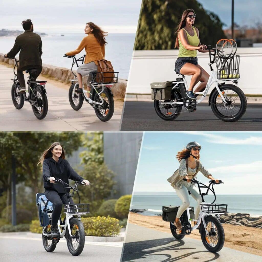 12_45c147cd-c8ed-4311-9b13-66aa39a964b2_5000x People riding versatile e-bikes by the beach and city, showcasing outdoor leisure and urban commuting. | Sky Rye Design People riding versatile e-bikes by the beach and city, showcasing outdoor leisure and urban commuting.