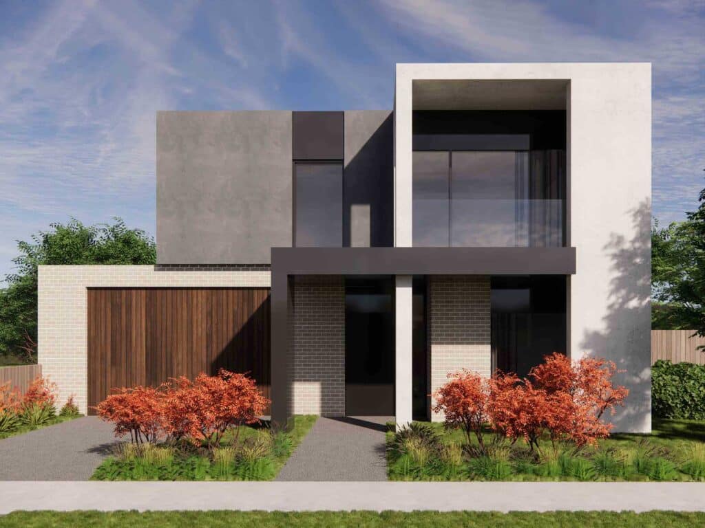 1652761385lcn6rzsfwjsf26biq1rcn302bqugq4 Modern two-story house with sleek design, large windows, and lush landscaping under a clear blue sky. | Sky Rye Design Modern two-story house with sleek design, large windows, and lush landscaping under a clear blue sky.
