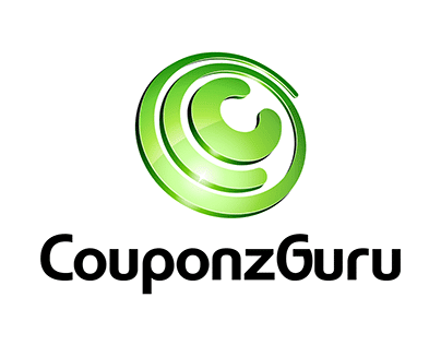 Logo of CouponzGuru with a green circular design and stylized text below.