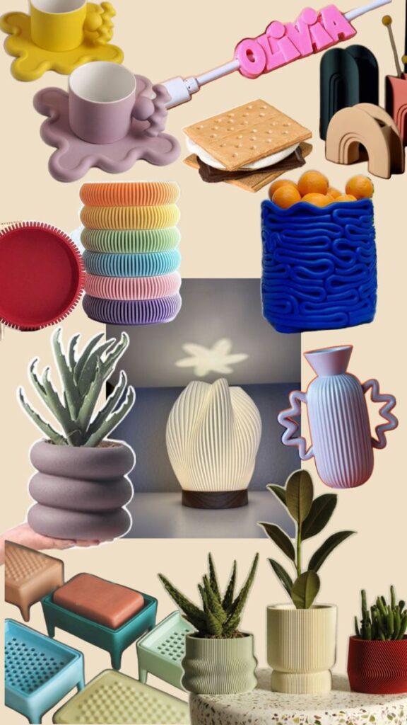 Aesthetic pottery and home decor, featuring colorful mugs, vases, lamps, planters, and more on a soft beige background.
