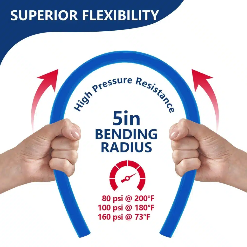 3_F_33b09de2-5e65-4eb9-b055-d8773e9c8291_1600x Flexible blue hose with 5-inch bending radius and high pressure resistance, held by hands demonstrating superior flexibility. | Sky Rye Design Flexible blue hose with 5-inch bending radius and high pressure resistance, held by hands demonstrating superior flexibility.