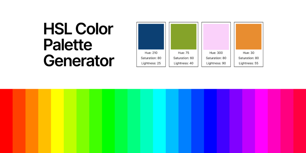 HSL Color Palette Generator with vibrant spectrum and customizable color options for design projects.