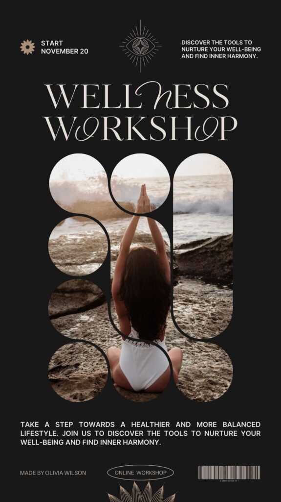 54161afc7ca4dd30b8150e124e59a0b2 Wellness workshop promotion with woman meditating by the ocean. Join online event for well-being. Starts November 20. | Sky Rye Design Wellness workshop promotion with woman meditating by the ocean. Join online event for well-being. Starts November 20.