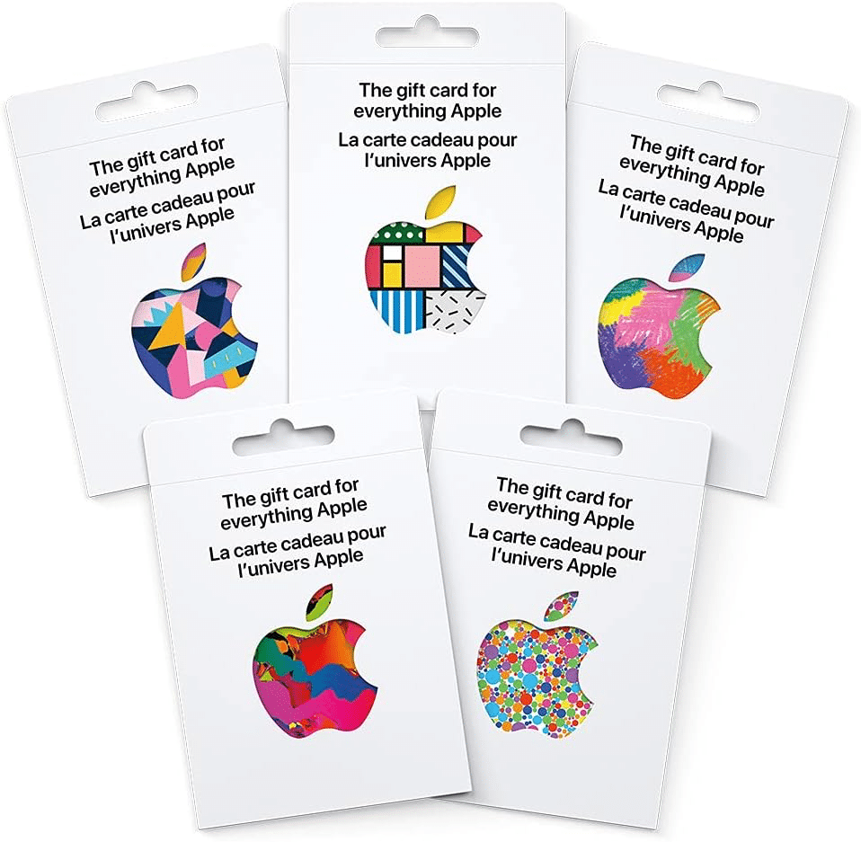 61A3DjxU9S_AC_SL1500_ Colorful Apple gift cards for all Apple products in English and French, featuring various artistic designs. | Sky Rye Design Colorful Apple gift cards for all Apple products in English and French, featuring various artistic designs.
