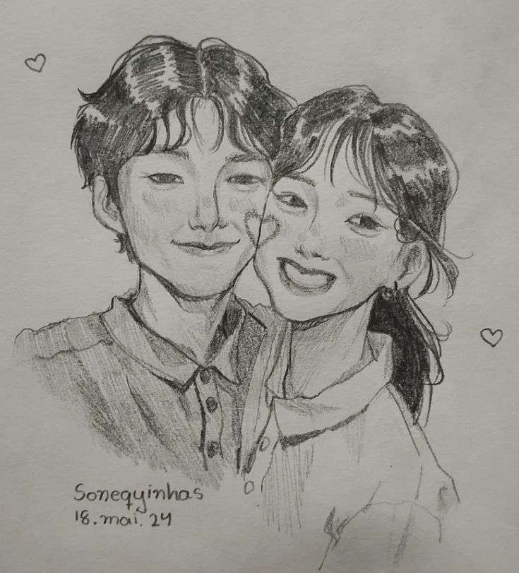 75bcbb486b6aed62d1fa7d72ef9ff94d Sketch of a smiling couple with hearts, signed Sonequinhas and dated May 18, 2024. | Sky Rye Design Sketch of a smiling couple with hearts, signed Sonequinhas and dated May 18, 2024.