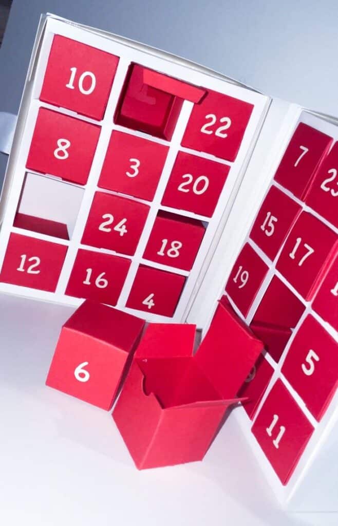 Advent Calendar Book SVG Digital Paper Set _ Digital File _ Advent Calendar _ Large Advent SVG _ Book Box Advent _ Countdown _ - Etsy Red numbered advent calendar with open boxes, ready for holiday surprises and countdown excitement. | Sky Rye Design Red numbered advent calendar with open boxes, ready for holiday surprises and countdown excitement.