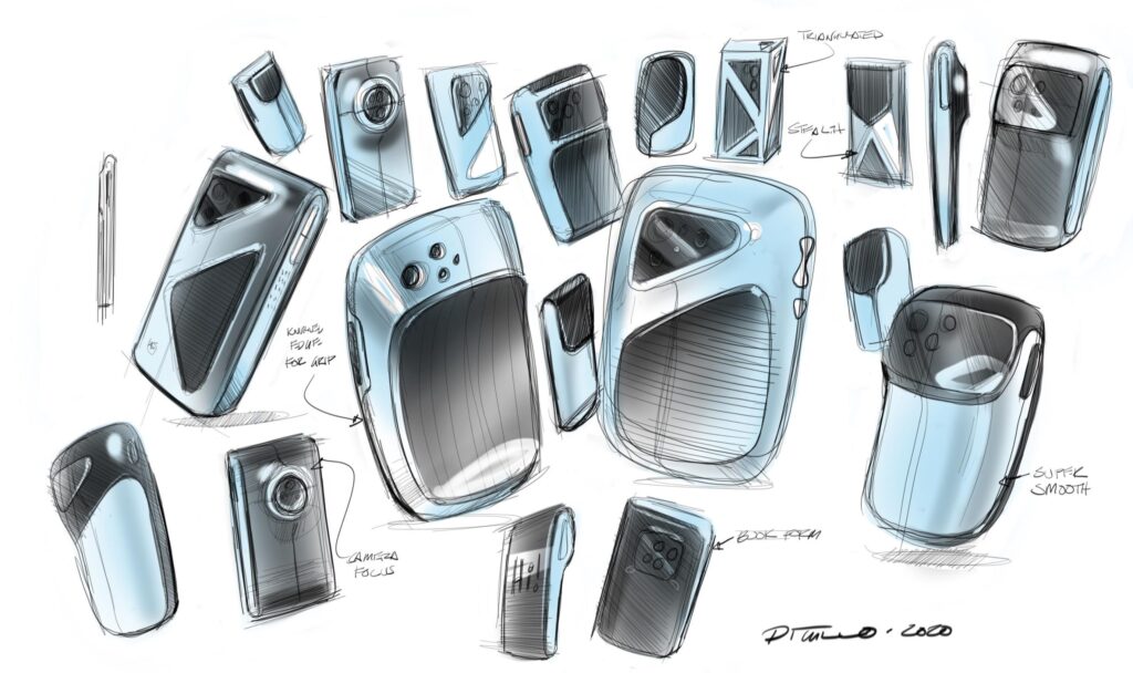 DT-Thumbnails-1024x608 Concept sketches of modern smartphone designs featuring diverse shapes and styles, focusing on cameras and ergonomics. | Sky Rye Design Concept sketches of modern smartphone designs featuring diverse shapes and styles, focusing on cameras and ergonomics.