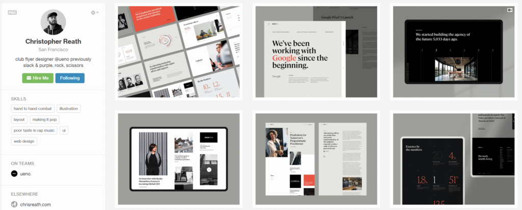 Portfolio showcasing modern web design projects and skills of a San Francisco-based designer.