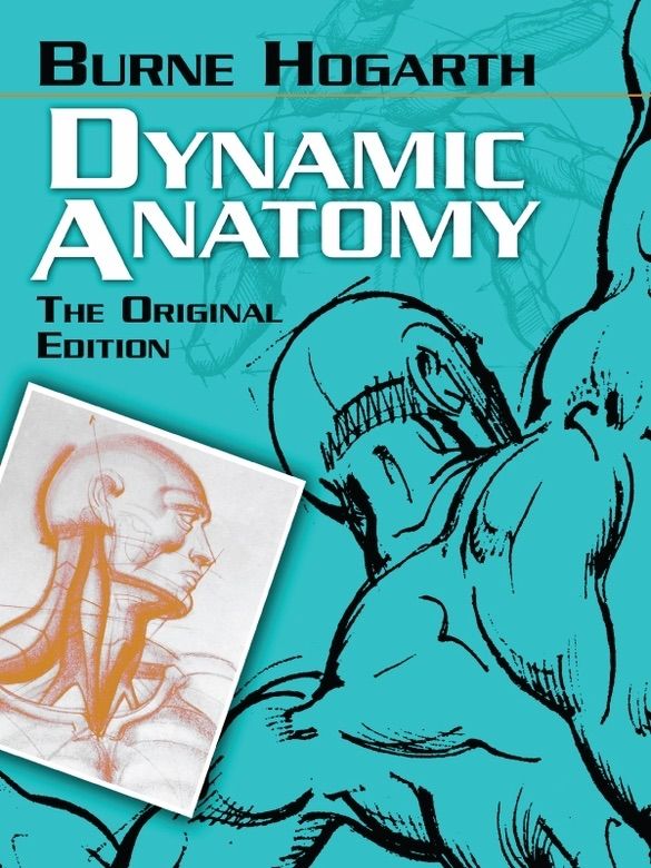 Dynamic Anatomy book cover featuring muscular sketches by Burne Hogarth, showcasing human anatomy art.