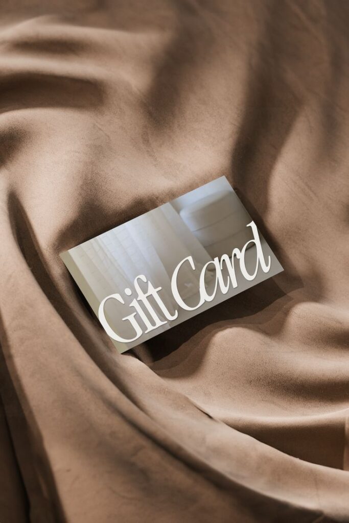 Gift Card - 0_00 Elegant gift card on brown fabric background, perfect for special occasions and thoughtful gestures. | Sky Rye Design Elegant gift card on brown fabric background, perfect for special occasions and thoughtful gestures.