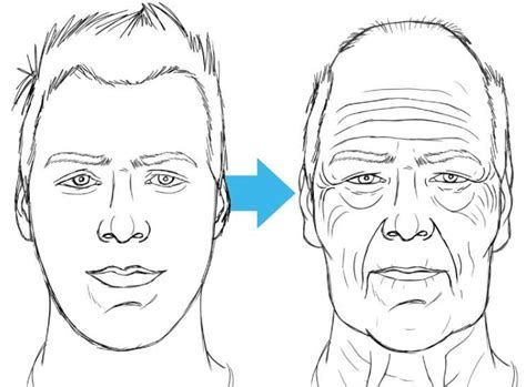 Illustration of young face transforming into an older face, depicting aging process with an arrow between them.