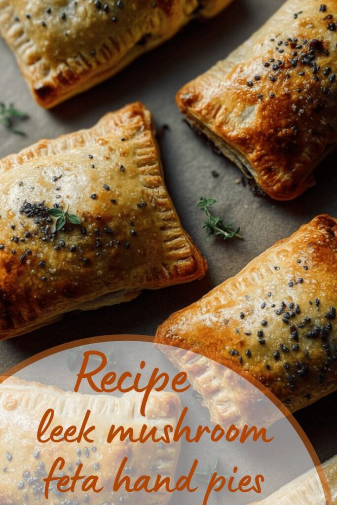 Leek Mushroom and Feta Hand Pies with Parmesan Garlic Potato Wedges Recipe Golden baked leek, mushroom, and feta hand pies with herbs. Perfect savory snacks or appetizers. | Sky Rye Design Golden baked leek, mushroom, and feta hand pies with herbs. Perfect savory snacks or appetizers.