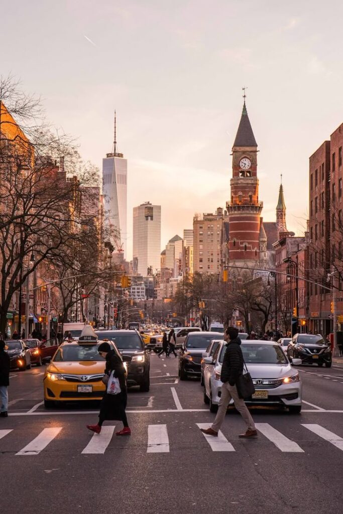 New York Street Scene in Chelsea - One World Trade From 6th Avenue - Manhattan Cityscape - New York City Photography - Etsy Busy New York City street at sunset with pedestrians crossing and cars in traffic. | Sky Rye Design Busy New York City street at sunset with pedestrians crossing and cars in traffic.