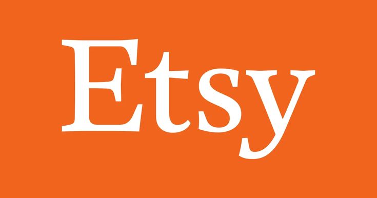 Etsy logo in white text on an orange background. Online marketplace for handmade and vintage items.