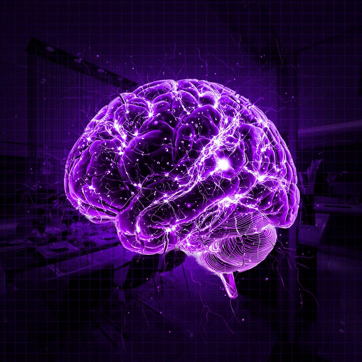 Glowing purple digital brain with neural connections on a dark background, symbolizing technology and innovation.