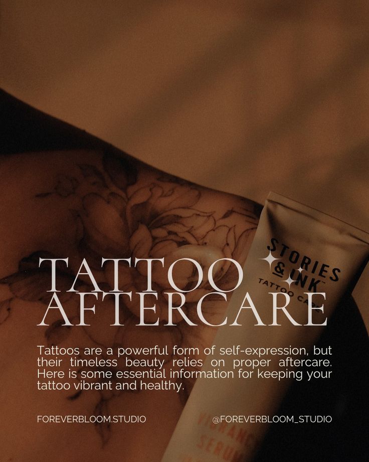Tattoo aftercare 1_10 Tattoo aftercare essentials with floral tattoo design and cream tube for vibrant, healthy skin management. | Sky Rye Design Tattoo aftercare essentials with floral tattoo design and cream tube for vibrant, healthy skin management.