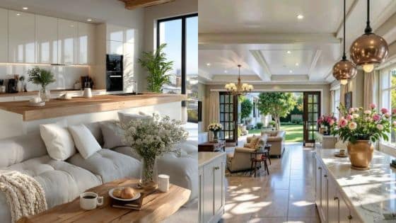 The Art of Mindful Living Creating Beautiful Spaces That Nurture Soul and Connect to What Matters Most Modern open-plan living room and kitchen, featuring elegant decor, natural light, and garden views. | Sky Rye Design Modern open-plan living room and kitchen, featuring elegant decor, natural light, and garden views.