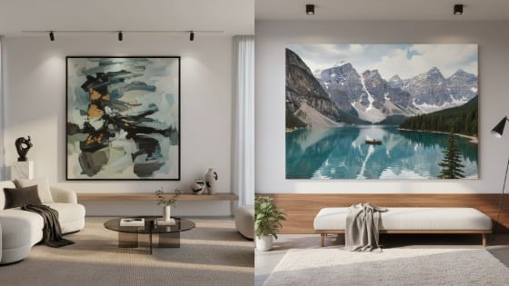 Untitled 2 Contemporary living rooms featuring abstract art and a lake mountain landscape, enhancing modern interior designs. | Sky Rye Design Contemporary living rooms featuring abstract art and a lake mountain landscape, enhancing modern interior designs.