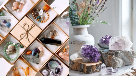 Viewing Deck Blog 2 Colorful gemstone collection with crystal decor and jewelry, including amethyst, displayed elegantly in gift boxes. | Sky Rye Design Colorful gemstone collection with crystal decor and jewelry, including amethyst, displayed elegantly in gift boxes.