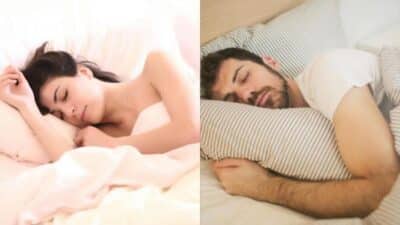 Couple sleeping comfortably, demonstrating restful sleep in a cozy bedroom setting.