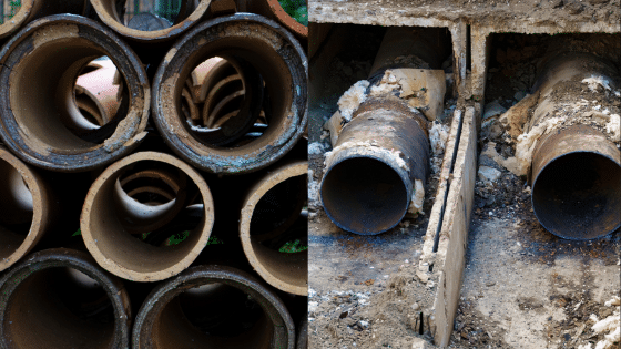 Viewing Deck Blog 3 Stacked construction pipes and installed underground pipes in concrete trench for infrastructure work. | Sky Rye Design Stacked construction pipes and installed underground pipes in concrete trench for infrastructure work.