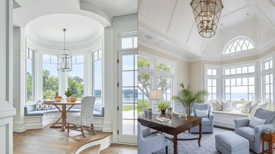 Viewing Deck Blog 3 Bright coastal dining and living room with large windows, elegant decor, and ocean views. | Sky Rye Design Bright coastal dining and living room with large windows, elegant decor, and ocean views.