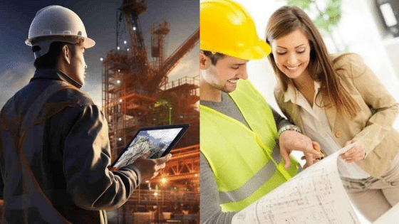 Viewing Deck Blog 3 Construction engineers reviewing site plans and blueprints on a tablet and paper, teamwork in progress. | Sky Rye Design Construction engineers reviewing site plans and blueprints on a tablet and paper, teamwork in progress.