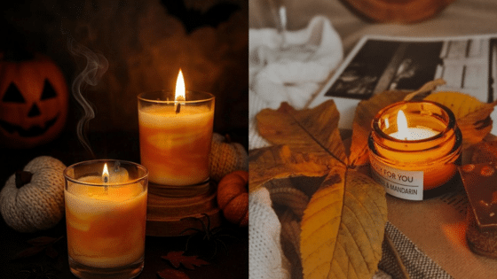 Viewing Deck Blog Cozy autumn candles with pumpkins and leaves, creating a warm and festive Halloween ambiance. | Sky Rye Design Cozy autumn candles with pumpkins and leaves, creating a warm and festive Halloween ambiance.