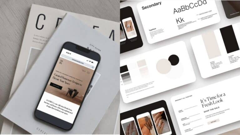 Why Logo Brief Might Be Confusing Designer Mobile website on phone and branding design elements, featuring fonts, color schemes, and organized layout. | Sky Rye Design Mobile website on phone and branding design elements, featuring fonts, color schemes, and organized layout.