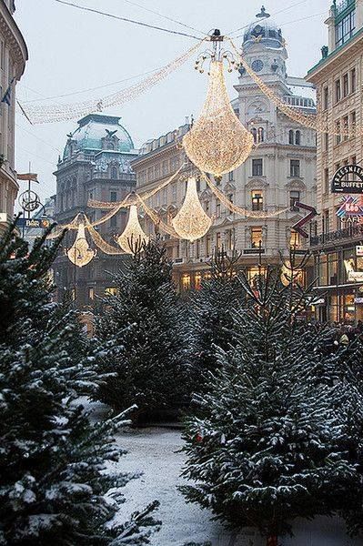 Zagreb - Croatia European street adorned with festive Christmas lights and snow-covered trees, creating a winter wonderland scene. | Sky Rye Design European street adorned with festive Christmas lights and snow-covered trees, creating a winter wonderland scene.
