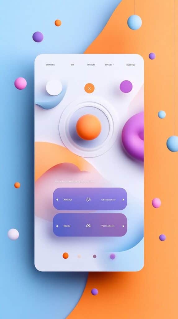 a002222bfed3cd0dbec6d9e80f5075ff Futuristic abstract UI design with colorful spheres on gradient background, combining orange, blue, and purple elements. | Sky Rye Design Futuristic abstract UI design with colorful spheres on gradient background, combining orange, blue, and purple elements.
