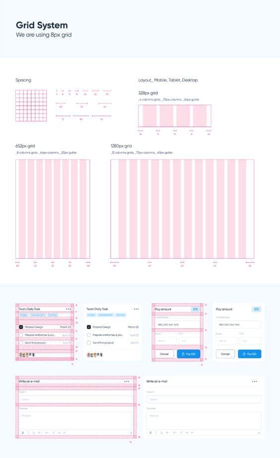 a1488de36d6338535621c42da4de7b88 Diagram of an 8px grid system for responsive design, showing spacing metrics for mobile, tablet, and desktop layouts. | Sky Rye Design Diagram of an 8px grid system for responsive design, showing spacing metrics for mobile, tablet, and desktop layouts.