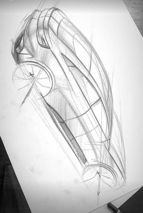 aad3512782cede730c212d14041e82b9 Concept car design sketch in pencil, showcasing streamlined, futuristic vehicle lines and curves. | Sky Rye Design Concept car design sketch in pencil, showcasing streamlined, futuristic vehicle lines and curves.