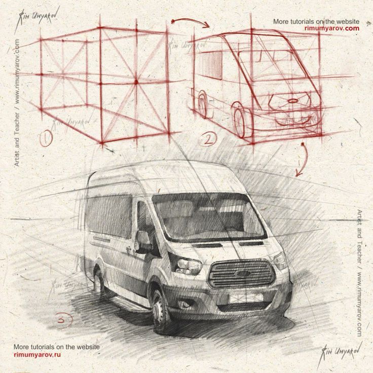 acae2b2d5b81e66a07ca4c5925fe105c Van drawing tutorial in three steps: grid setup, outline sketch, and detailed shading for realistic effect. | Sky Rye Design Van drawing tutorial in three steps: grid setup, outline sketch, and detailed shading for realistic effect.