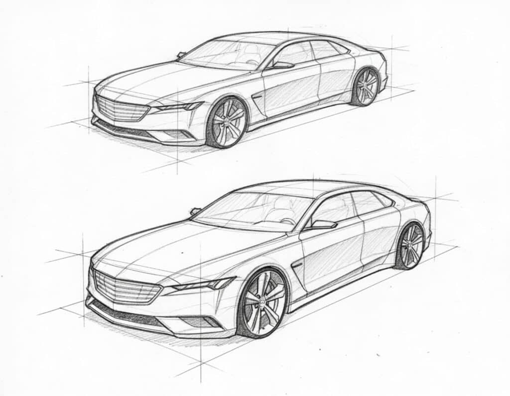 ai-edited-image-1761663590592 Pencil sketch of sleek car designs, showcasing aerodynamic lines and modern aesthetics. | Sky Rye Design Pencil sketch of sleek car designs, showcasing aerodynamic lines and modern aesthetics.