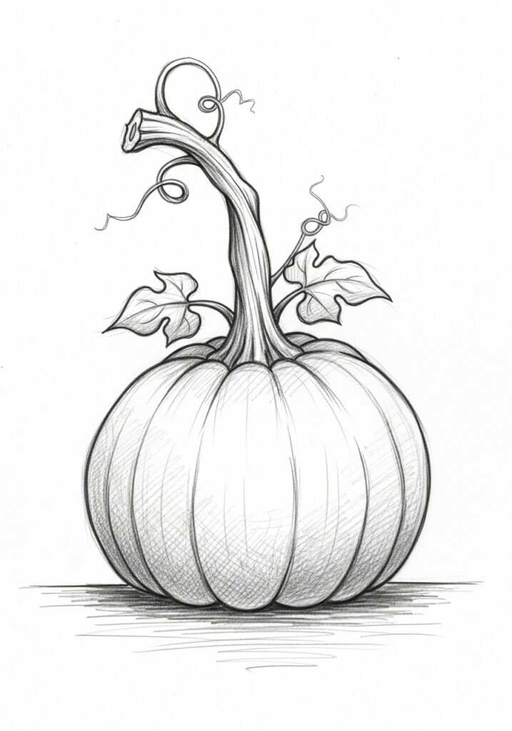 ai-generated-draw_the_stem_and_base_your_pu-1 Pencil sketch of a pumpkin with a detailed stem and leaves, highlighting its artistic elegance and natural beauty. | Sky Rye Design Pencil sketch of a pumpkin with a detailed stem and leaves, highlighting its artistic elegance and natural beauty.