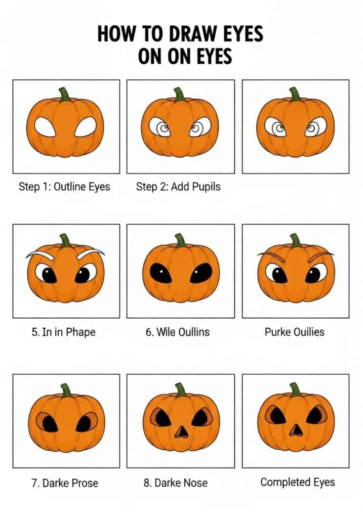 ai-generated-how_to_draw_eyes_in_pumpkin-2 Step-by-step guide to drawing expressive pumpkin eyes, featuring eight illustrative cartoon panels. | Sky Rye Design Step-by-step guide to drawing expressive pumpkin eyes, featuring eight illustrative cartoon panels.