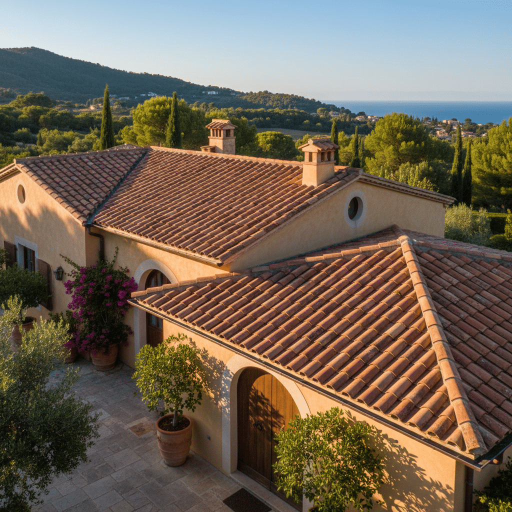 ai-photo-studio-1760107110404-2 Tuscan-style villa with terracotta roof, surrounded by lush greenery and Mediterranean landscape. | Sky Rye Design Tuscan-style villa with terracotta roof, surrounded by lush greenery and Mediterranean landscape.