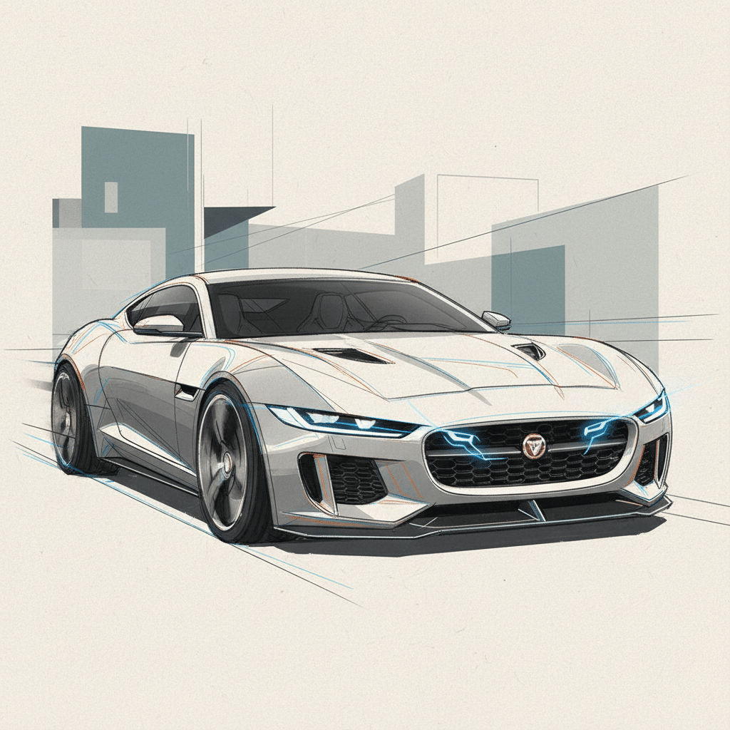 ai-photo-studio-1760379793333-2 Illustrated sleek white sports car with futuristic design accents against a modern cityscape background. | Sky Rye Design Illustrated sleek white sports car with futuristic design accents against a modern cityscape background.