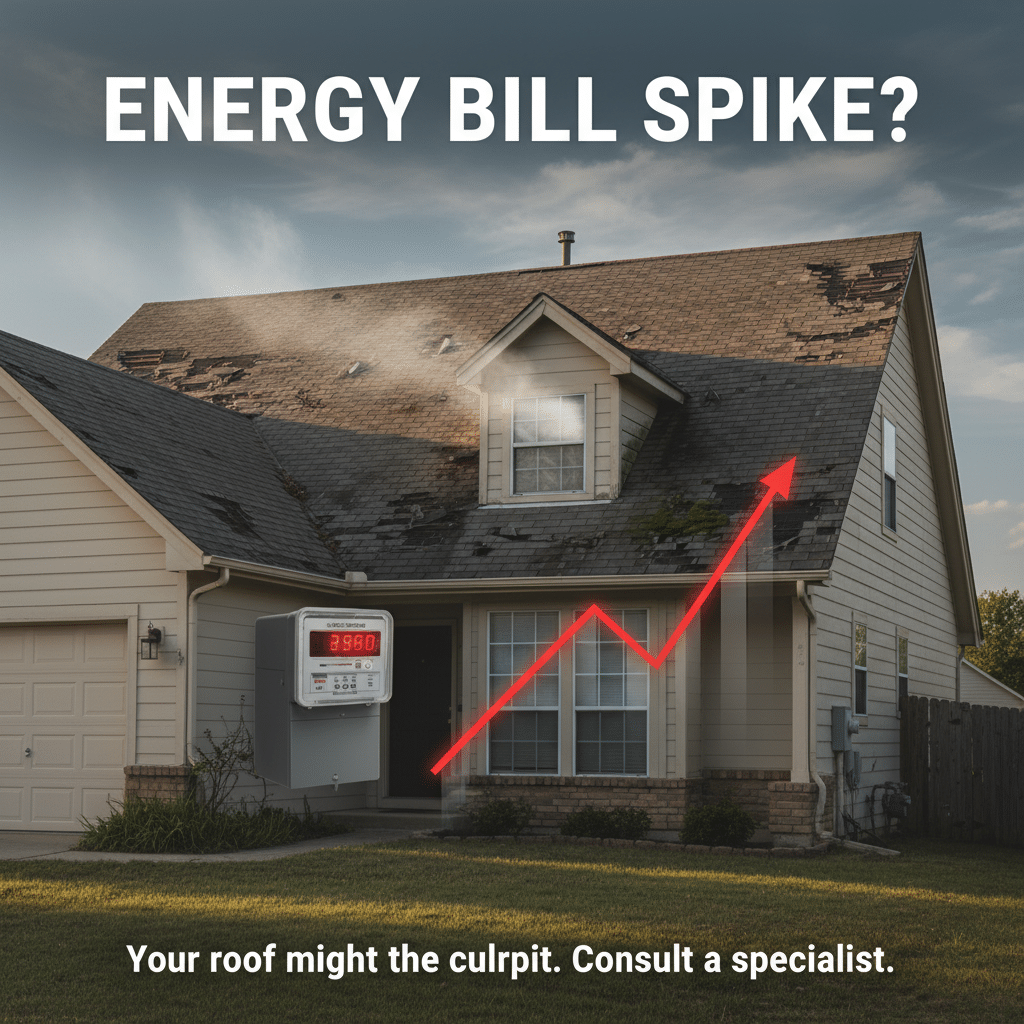 ai-photo-studio-1760439295977-1 House with damaged roof and rising energy meter, highlighting potential cause for increased energy bills. Consult experts. | Sky Rye Design House with damaged roof and rising energy meter, highlighting potential cause for increased energy bills. Consult experts.